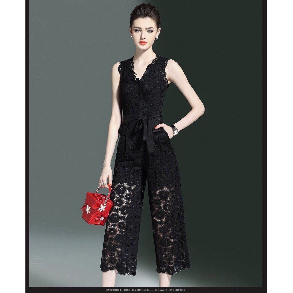JUMSUIT ĐỒ BAY REN HOA QUẦN ỐNG RỘNG có size lơn XXL - HÀNG NHẬP KHẨU
