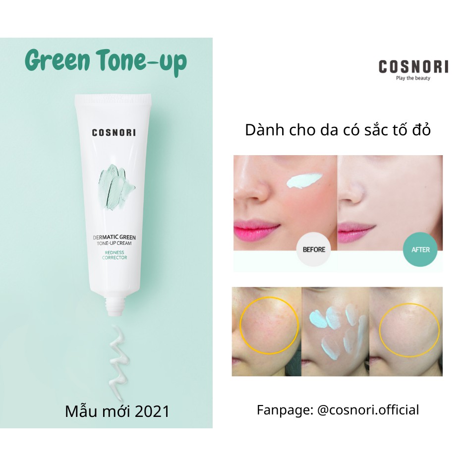 Kem dưỡng trắng da nâng tone Cosnori Dermatic Green Tone-up Cream 50ml