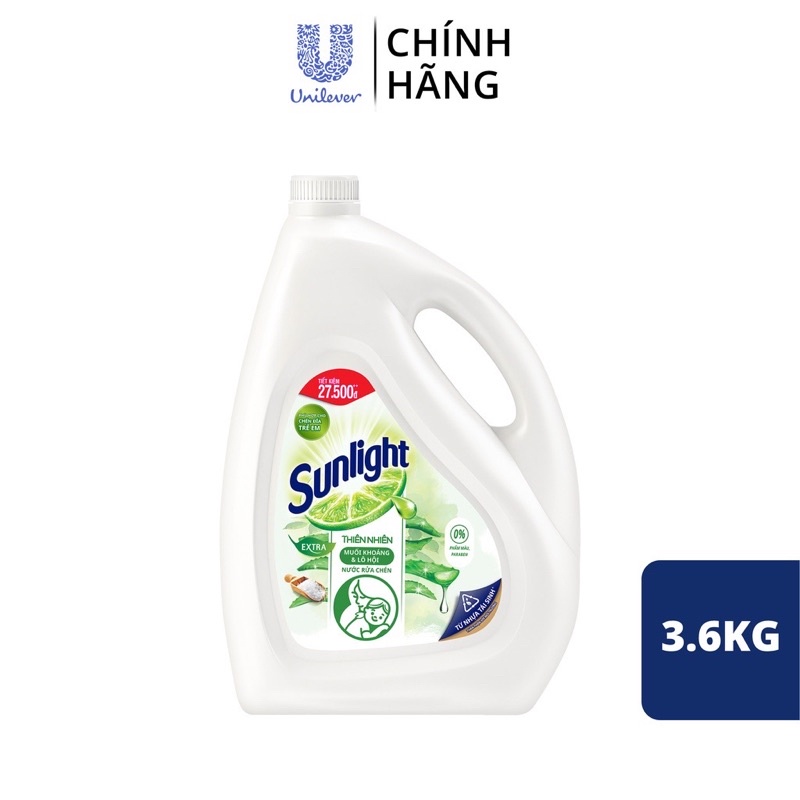 Nước rửa chén sunlight khưr mùi tanh can trà 3,6 kg/ thiên nhiên