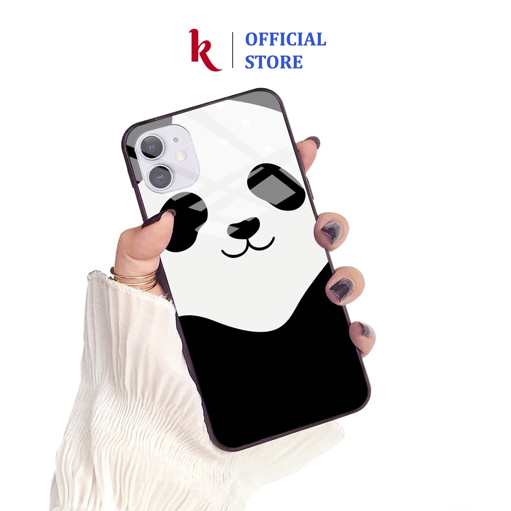Ốp lưng iphone 8 plus x xr xs max 11 pro max 12 pro max 12 mini 6 plus 6s plus 7 plus ốp kính iphone gấu panda