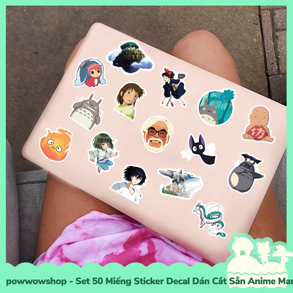 [Sẵn VN - Hỏa Tốc] Set 50 Miếng Sticker Decal Cắt Sẵn DIY Dán Trang Trí Vật Dụng Mẫu Totoro Spirited Away Anime Manga Gh