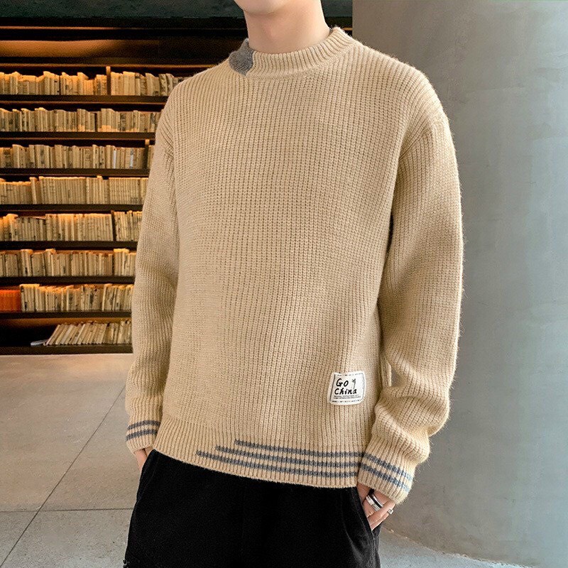 Áo Len Nam cao cấp dài tay vá gấu cá tính phối màu trẻ trung thời trang hàn quốc  JUST MEN