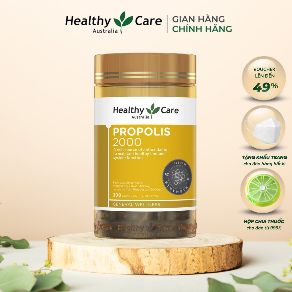 Viên Uống Keo Ong Úc Healthy Care Propolis Tăng Cường Miễn Dịch Hỗ Trợ Sức Khỏe 200 viên