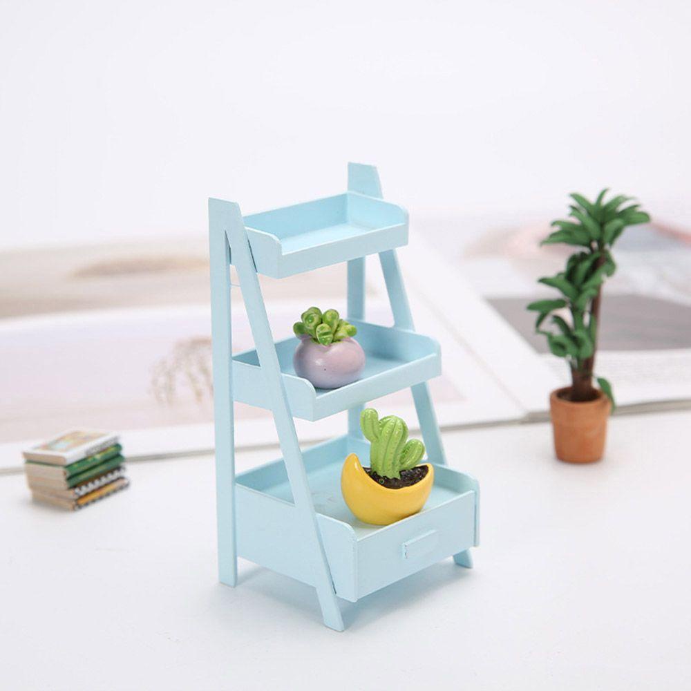 Mô Hình Giá Đỡ Chậu Hoa/Cây Cảnh/Đạo Cụ Chụp Ảnh Mini Bằng Gỗ Nhân Tạo Màu Cầu Vồng Tỷ Lệ 1:12 Dùng Trang Trí Nhà Búp Bê