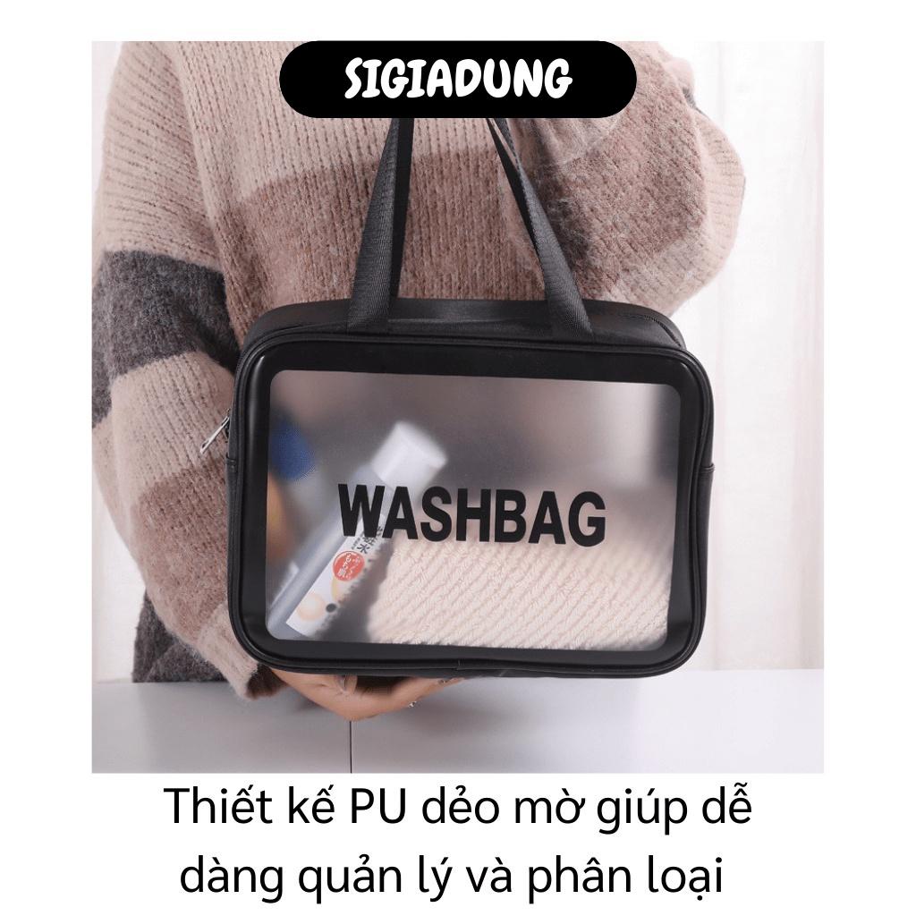 [SGD] Túi Đựng Mỹ Phẩm - Túi Đựng Đồ Trang Điểm, Đồ Du Lịch Da Pu Trong Suốt WASHBAG 9414