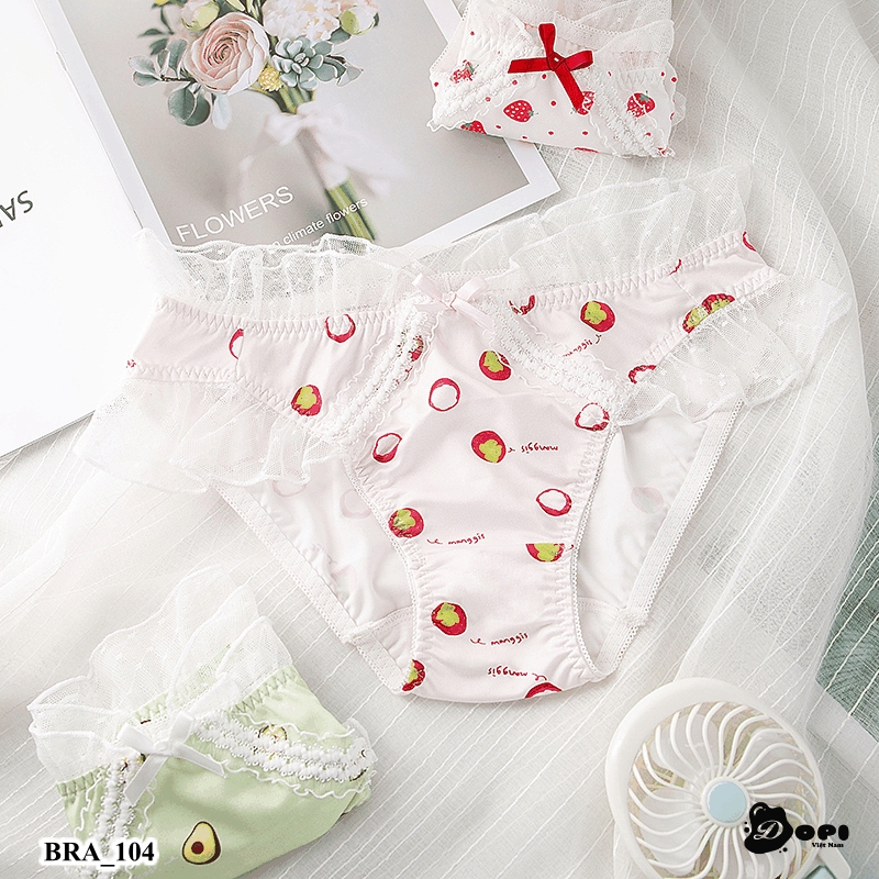 (BRA_104) Quần lót nữ phối ren họa tiết đáng yêu