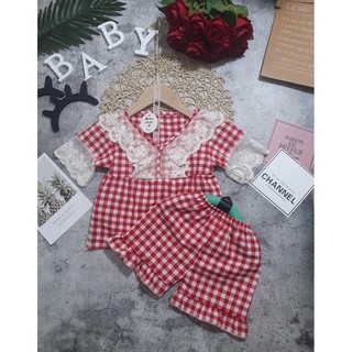 Bộ kẻ thô ren cho bé gái B0040
