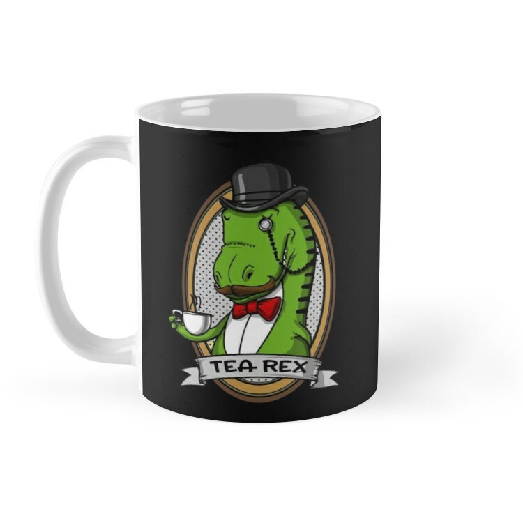 Cốc sứ in hình - Tea Dinosaur Funny Tyrannosaurus Gentlemen Monocle - MS 2668