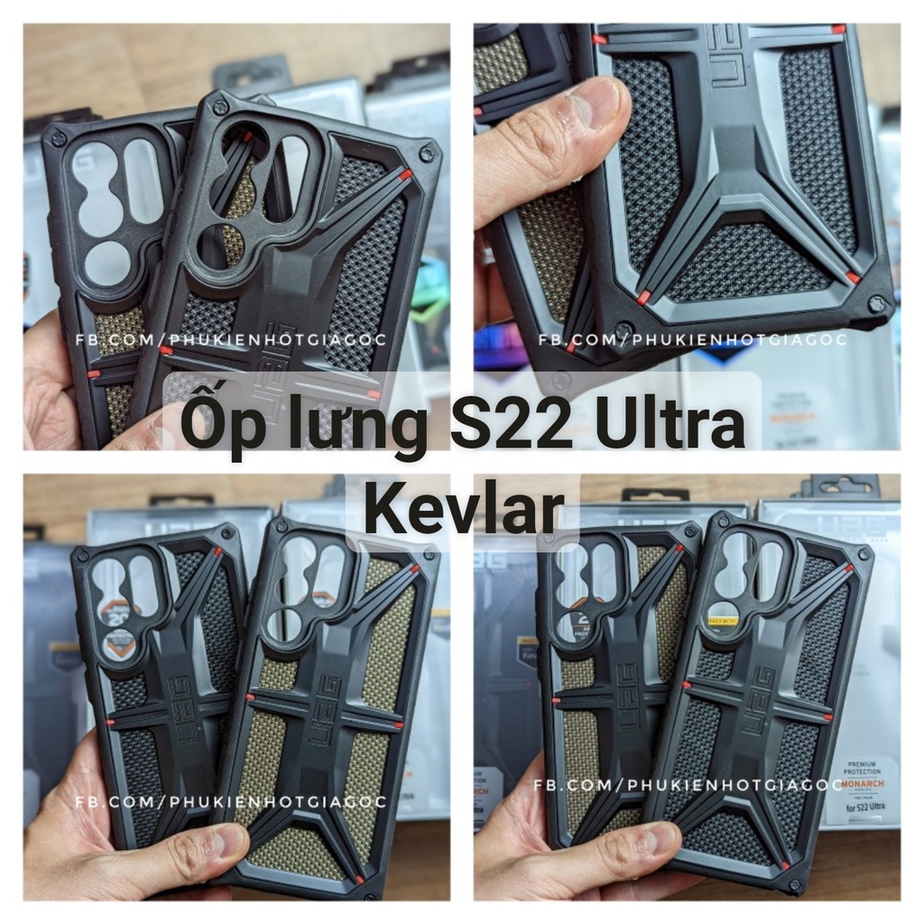 Ốp lưng chống sốc UAG Monarch sợi Kevlar S22 Ultra bảo vệ cam sau