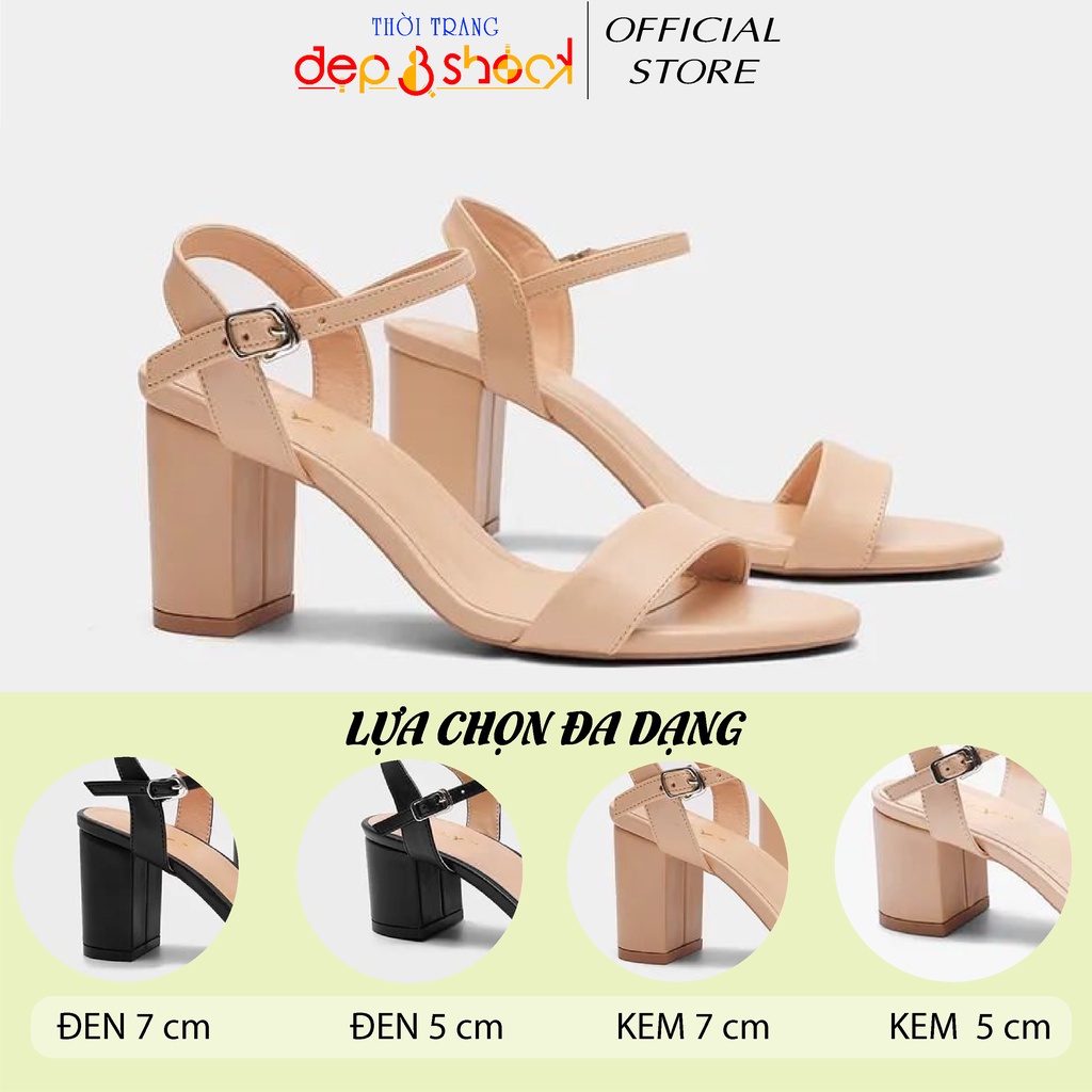 Sandal cao gót bigsize quai ngang gót vuông 5p -7p cao cấp chính hãng Depvashock size 42 43 cho người chân to