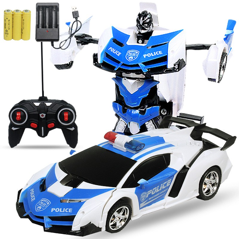Đồ chơi xe ô tô điều khiển từ xa có thể biến hình thành robot phiên bản có sạc pin