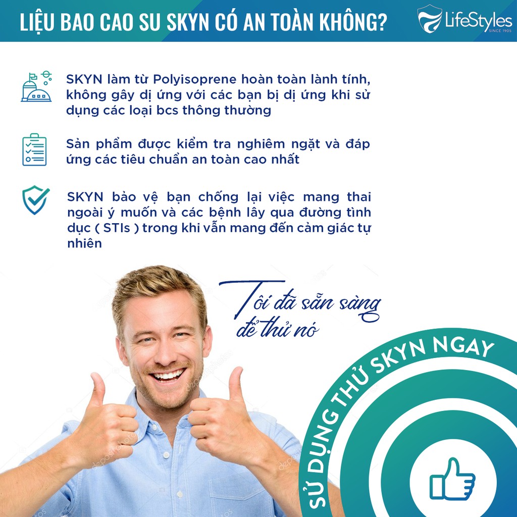 Combo 1 hộp bao cao su Skyn Elite Non-latex siêu mỏng 10 bao + 1 hộp bao cao su LifeStyles Epic có gai 3 bao