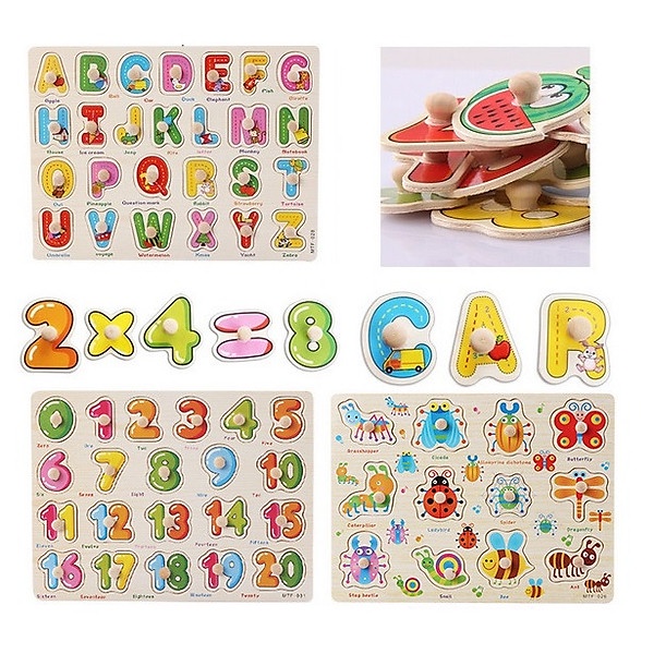 Bảng Ghép Chữ Cái Tiếng Anh In Hoa Có Núm Gỗ Cầm Tay Cho Bé Bằng Gỗ Cao Cấp