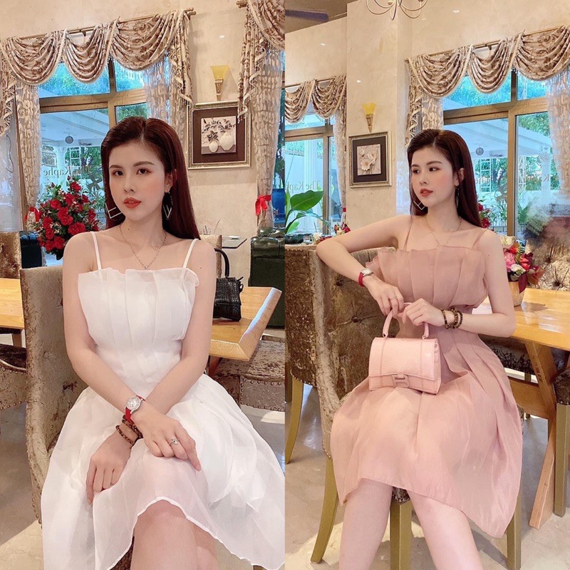 [Mã WASTMAY giảm 15% tối đa 30K đơn 150K] Đầm xoè 2 dây xếp li xốp 2 màu | BigBuy360 - bigbuy360.vn