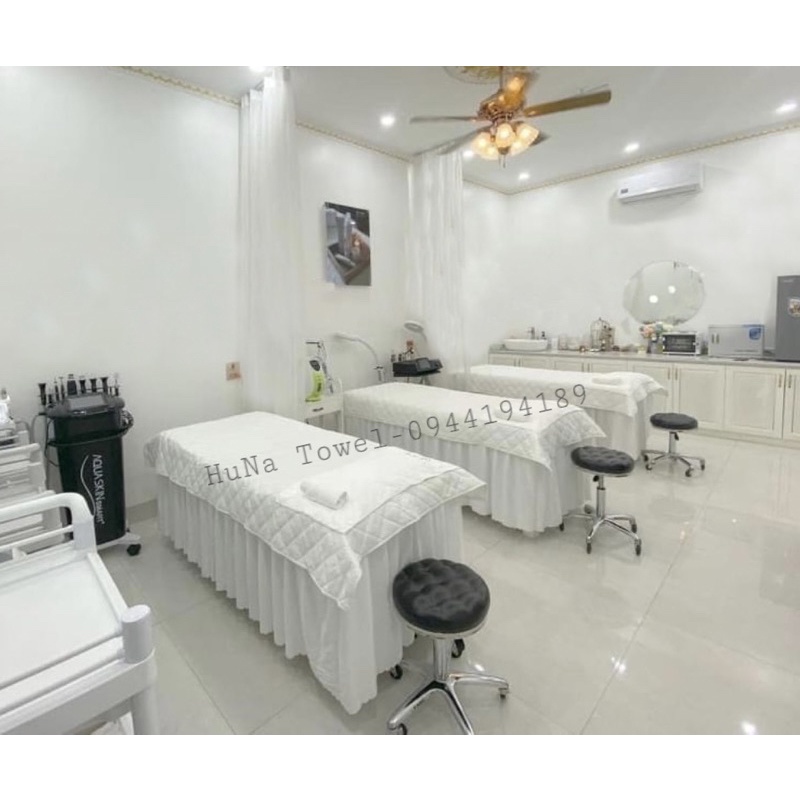 Tấm phủ poly cotton chần bông cho giường spa, giường mi phun xăm kích thước 120x220cm