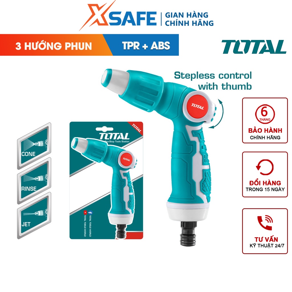 Vòi phun nước đa năng TOTAL THWSG6031 Vòi xịt tưới cây chỉnh 3 hướng, kiểu phun chỉnh dạng sương nhỏ thành luồng mạnh