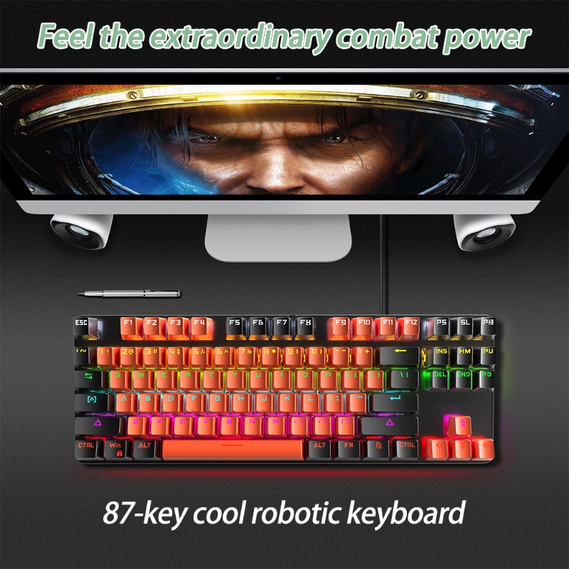 Bàn PhíM Cơ Gaming 87 PhíM Có Dây TíCh HợP ĐèN Led NềN Cho PC / Laptop