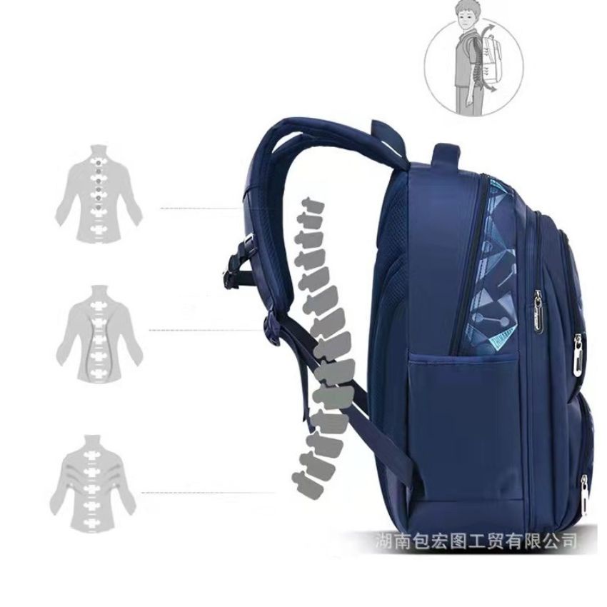 Cặp balo học sinh nam đi học size 43cm chất liệu vải dù chống nước, chống xước cao cấp với nhiều ngăn tiện lợi BLHS13