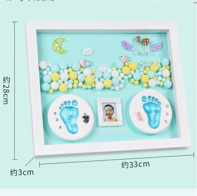 [Hàng sẵn+hộp quà+túi quà+khung bằng gỗ] Bộ khung ảnh in dấu chân tay bé | BigBuy360 - bigbuy360.vn