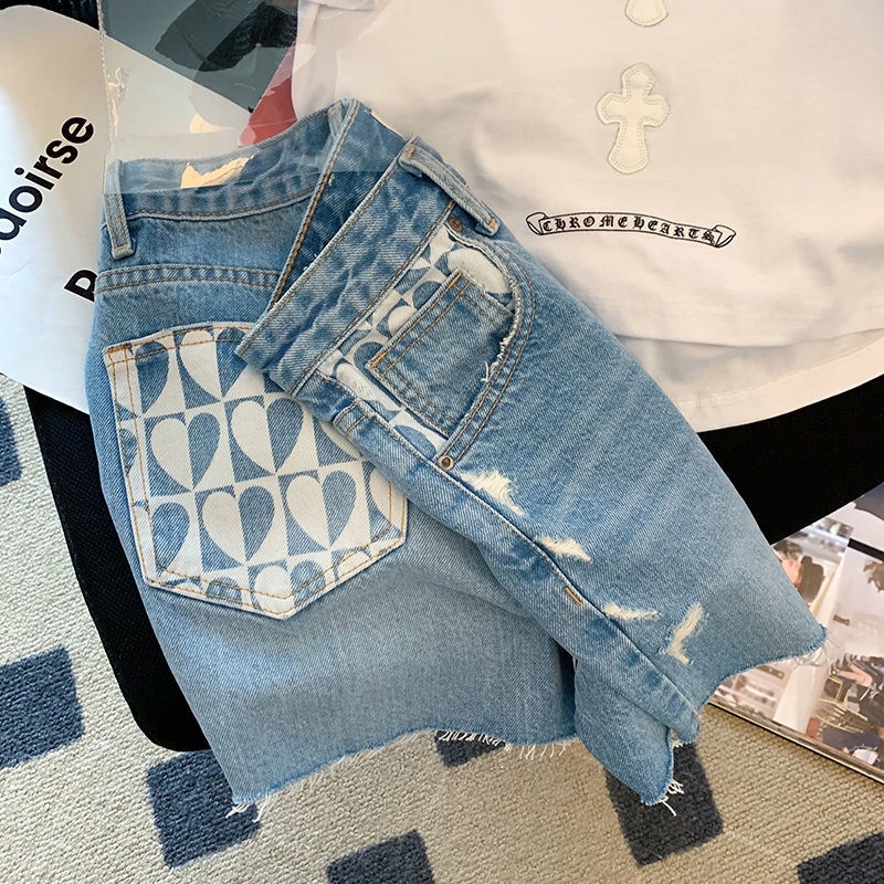 Quần Short Denim Dáng Chữ A Ống Rộng Lưng Cao Thời Trang Mùa Hè Hàng Mới Dành Cho Bạn Nữ