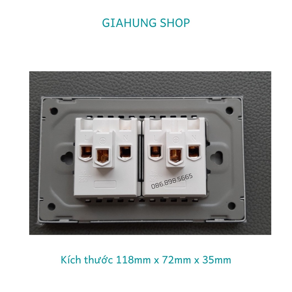 Ổ cắm điện, ổ cắm mặt kính 3 chấu âm tường hình chữ nhật