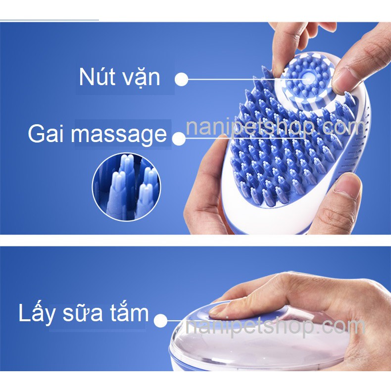 🛀🏻 [NowShip] Bàn chải tắm và massage chó mèo ELITE - có chỗ đựng sữa tắm chó mèo - Nà Ní Pet Shop