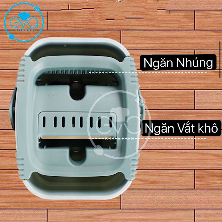 Bộ Cây Lau Nhà Tự Vắt Xoay 360 Độ Thông Minh Kèm Thùng Vắt 2 Ngăn Tiện Lợi Tặng Kèm 2 Miếng Vải Lau