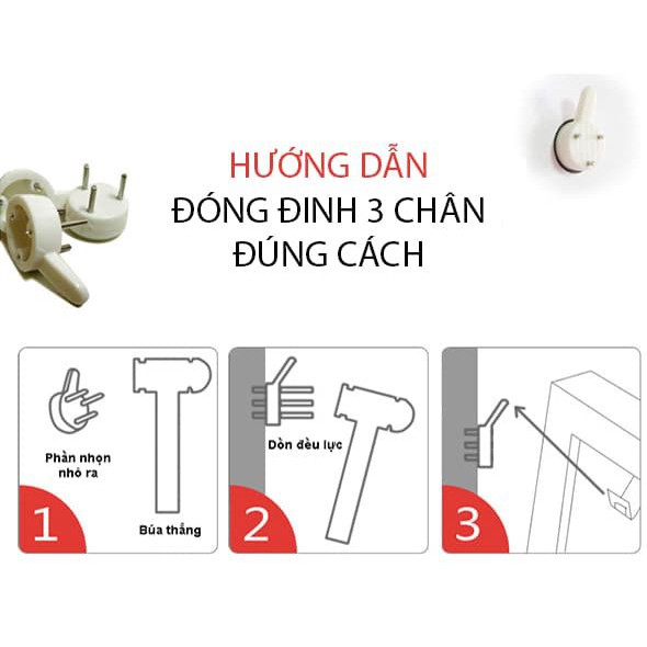 Đinh ghim tường 4 chân, móc treo đồ không cần khoan tường