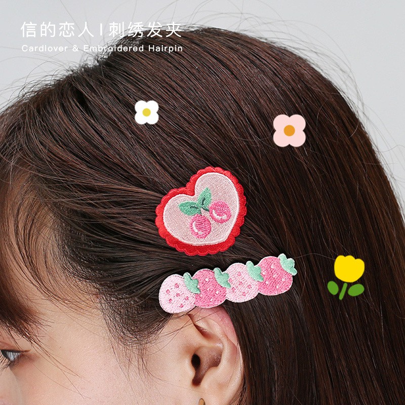 Kẹp Tóc Thiết Kế Dễ Thương 8 Mẫu CardLover - Embroidery Hairpin CHÍNH HÃNG