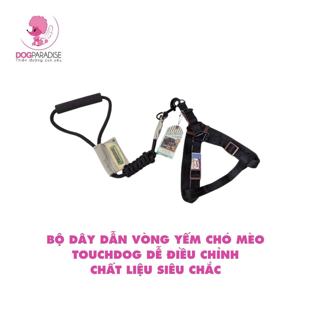 Bộ dây dẫn vòng yếm chó mèo Touchdog dễ điều chỉnh chất liệu siêu chắc nhiều màu sắc và kích cỡ - Dog Paradise