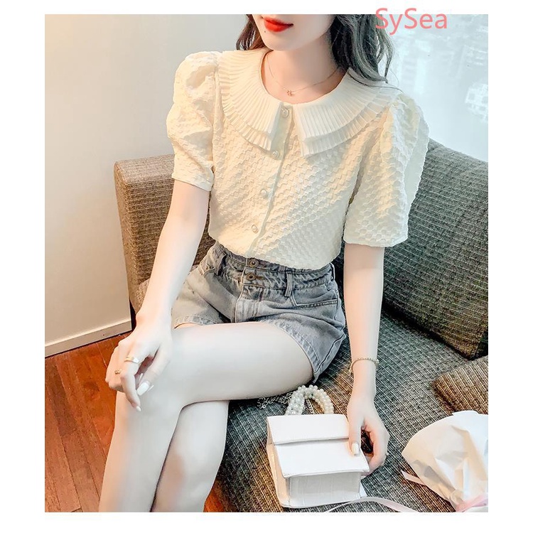 Áo Sơ Mi Chiffon Họa Tiết Sọc Caro Phong Cách Hàn Quốc