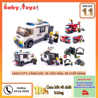 Đồ chơi lego city cảnh sát, xe cứu hỏa, đồ chơi xếp hình trí tuệ nhiều chi tiết, chất liệu nhựa ABS an toàn cho bé . .