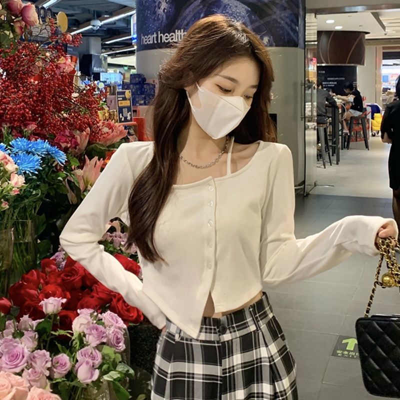 Áo Croptop Tay Dài Dáng Ôm Lưng Cao Thời Trang Cho Nữ