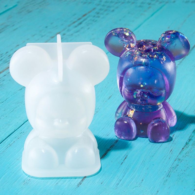 Khuôn silicone tạo hình làm mặt trang sức hình gấu/lợn con 3D DIY<br>