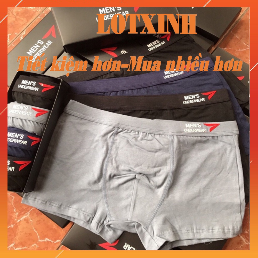 [Hộp 4 Chiếc] Quần Lót nam Boxer Cao Cấp UnderWear, Quần Sịp Nam Đùi vải Coton Siêu Đẹp LOTNAM09