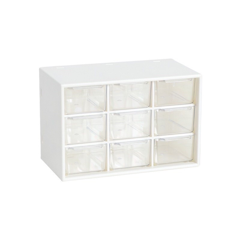 Hộp đựng trang sức mini chia ngăn, tủ mini 9 ngăn đựng đồ đa năng chống bụi