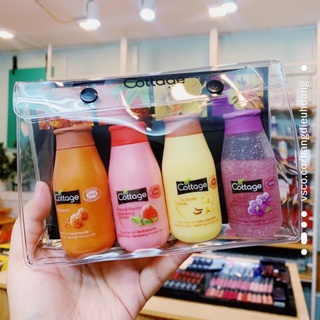 Set 4 chai sữa tắm mini cottage shower gel and bath milk