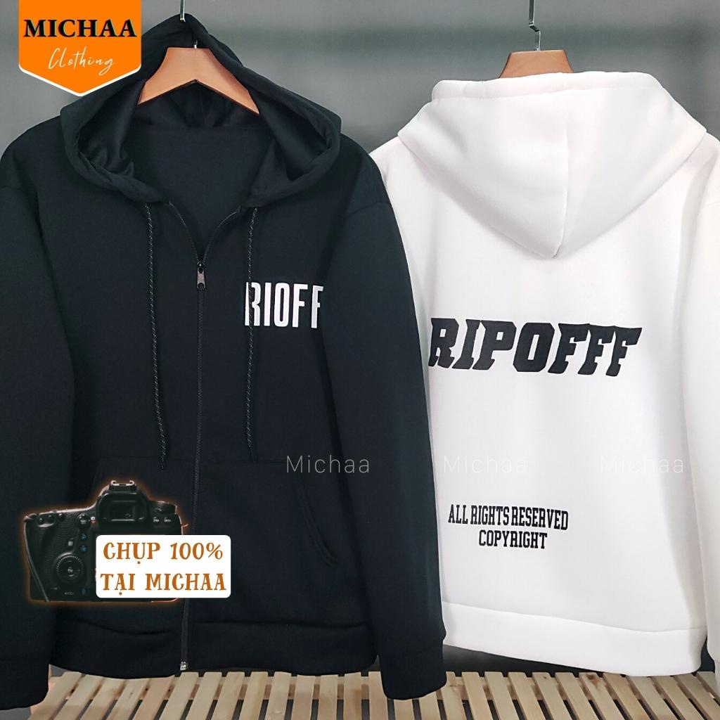 Áo Khoác Nỉ Hoodie RIPOFFF Nam Nữ Ulzzang Unisex Dây Kéo Form Rộng - MICHAA