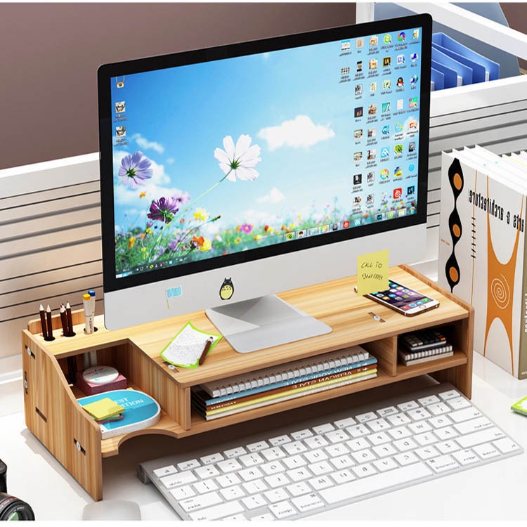 Kệ để màn hình, hồ sơ, kệ laptop VHMT1-10 bằng gỗ phong cách hiện đại giúp giảm mỏi cho nhân viên văn phòng
