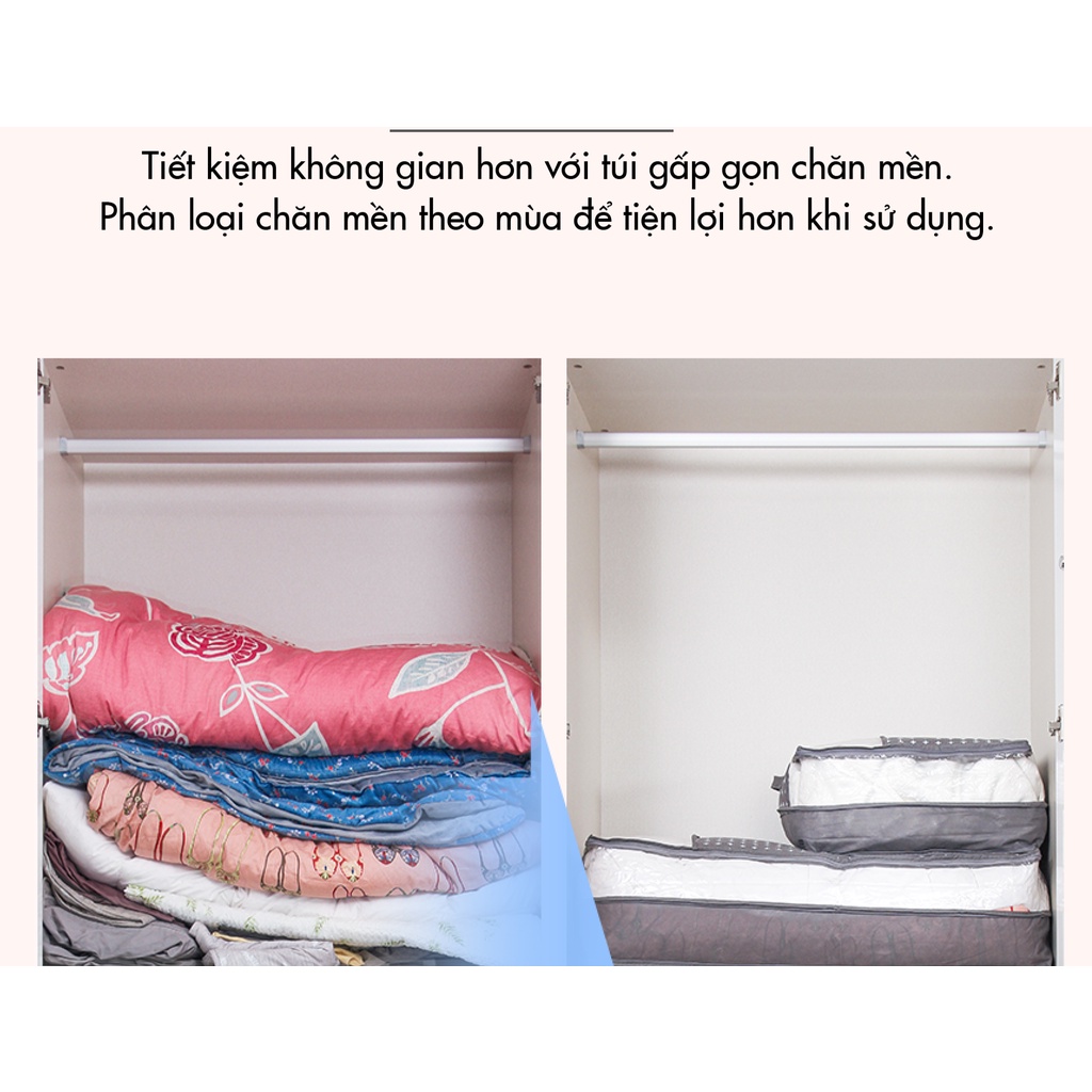 Túi Đựng Chăn Gối Drap Giường Giúp Tủ Đồ Gọn Gàng, Túi Đựng Đồ Vải Gấp Gọn Phong Cách Hàn Quốc Ollyhome ST44