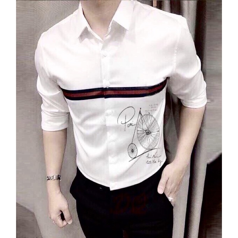 (FREESHIP) Sơmi nam thêu hình trẻ trung năng động