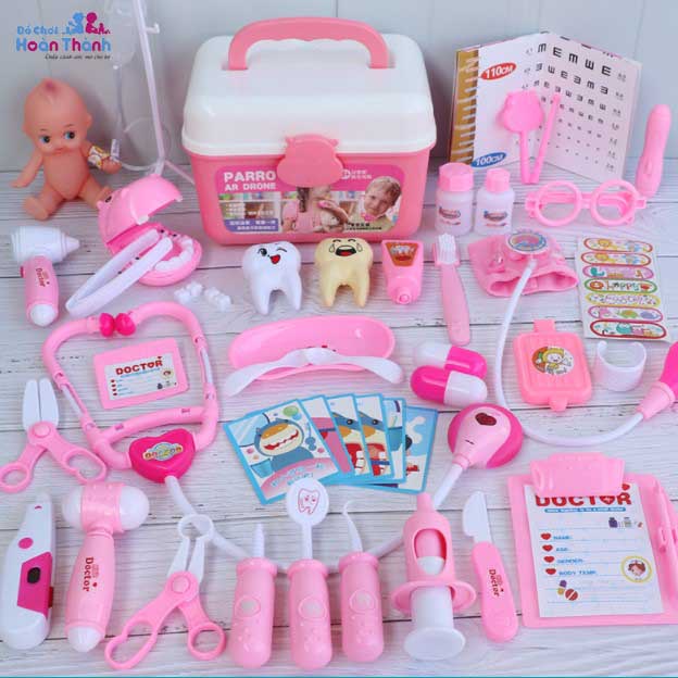 Đồ chơi bác sĩ trẻ em, gồm hộp y tế y tá, tiêm ống nghe dụng cụ trẻ em