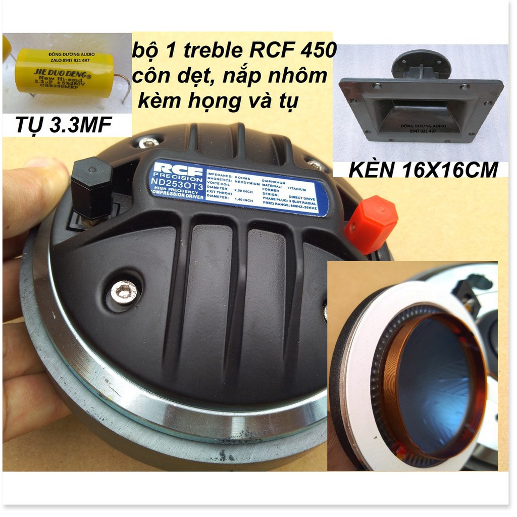 COMBO LOA TREBLE RỜI 1 KÈN 450 RCF NẮP NHÔM COIL DẸT + 1 HỌNG 16X16 VÀ TỤ 3.3MF