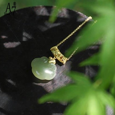 Vòng cổ Bạc S925 Mặt Đá Ngọc Bích Hình Đám Mây Phong Cách Retro Nghệ Thuật Cho Nữ