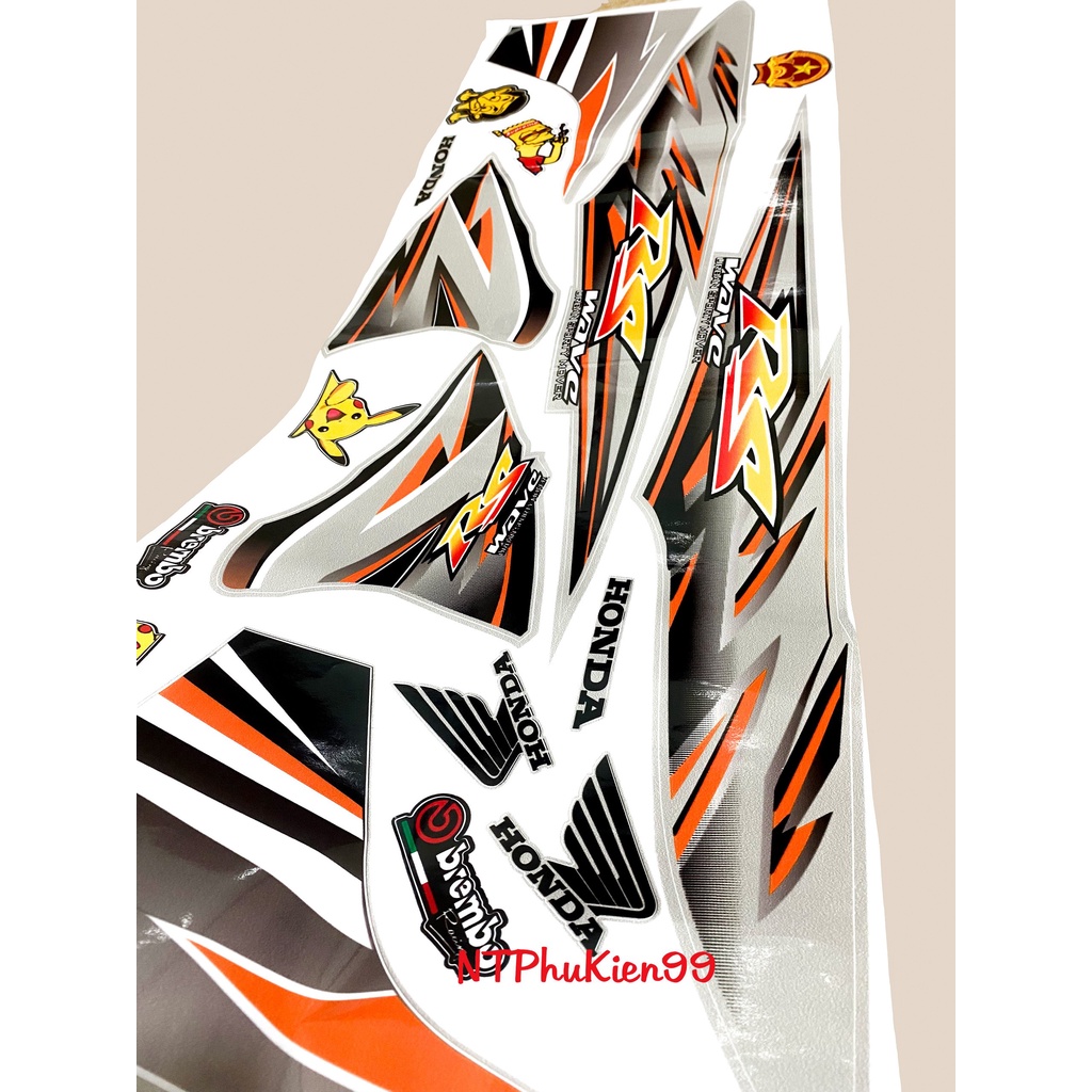 Tem rời Wave Alpha 50cc-100cc-110cc MẪU RS Màu Cam.3 Lớp Siêu Đẹp