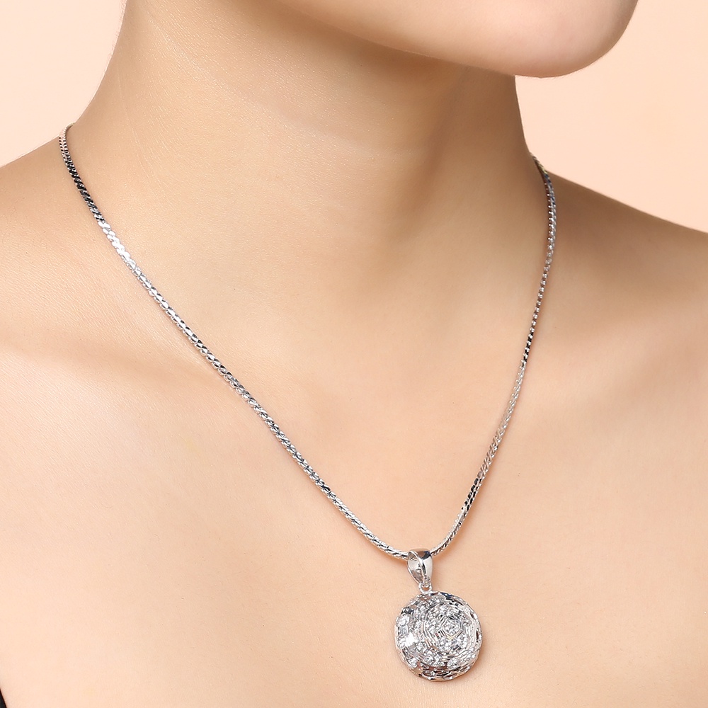 Mặt dây chuyền bạc nữ AVA đính đá mạ vàng trắng AVJ.P000044.00