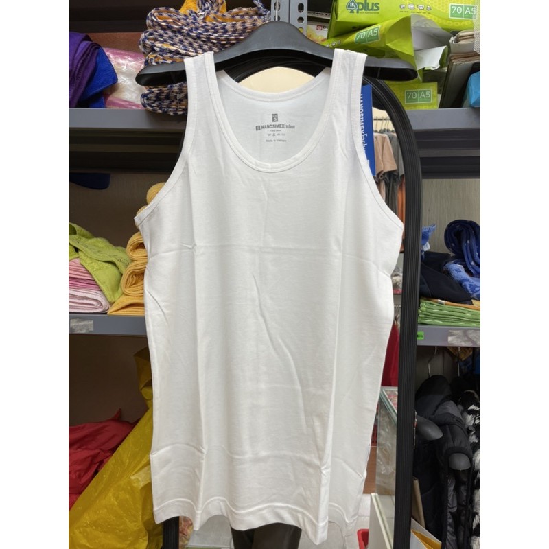 áo 3 lỗ đông xuân màu trắng Hanosimex mác in