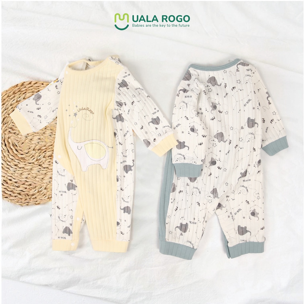 Bodysuit cho bé Uala rogo 0-12 tháng Cotton cúc chéo gọn gàng thoải mái dễ thay bỉm Ur3903