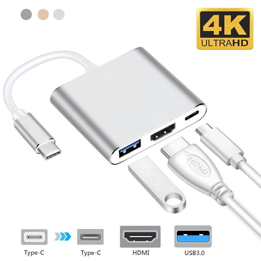 Bộ chia cổng USB Type C 3 trong 1 cho Macbook Air Pro ChromeBook Pixel