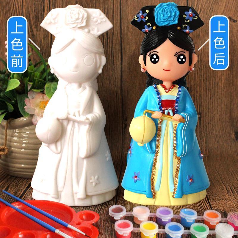Ống Heo Tiết Kiệm Bằng Gốm Vinyl Sơn Màu diy Hình Búp Bê Tô Màu Graffiti Cho Trẻ Em